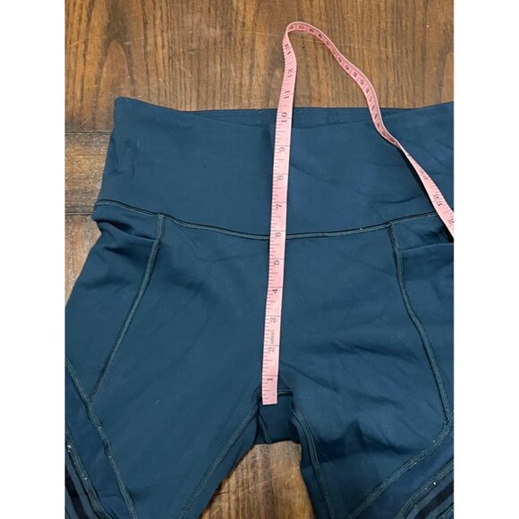 Athleta High Rise Leggings Pocket Cut Out Dark Teal Blue/Green Color Athletic S - Picture 8 of 10